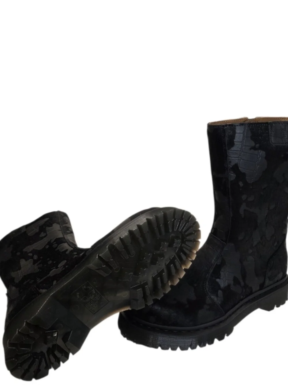 Brand-New Dr. Martens REJENA Hair On Croc Emboss Leather Black Women's Size 9